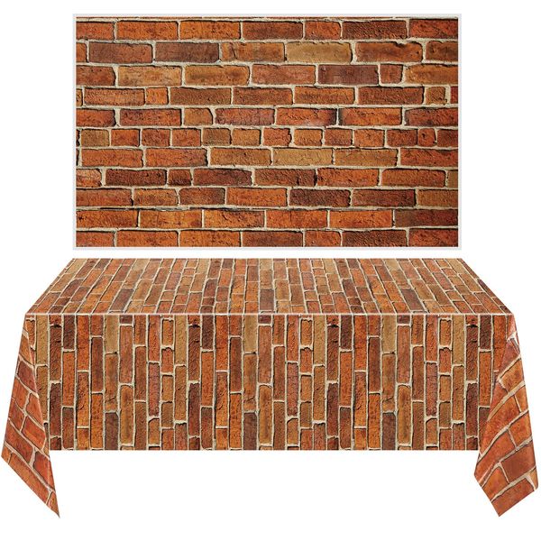 2 Sheets 4.5 x 9 Feet Brick Stone Wall Backdrop Stone Wall Scene Setter Brick Sheet Wallpaper Curtains Door Removable Brick Tablecloth Photo for Winter/Halloween Christmas Party (Retro Red, Brick)