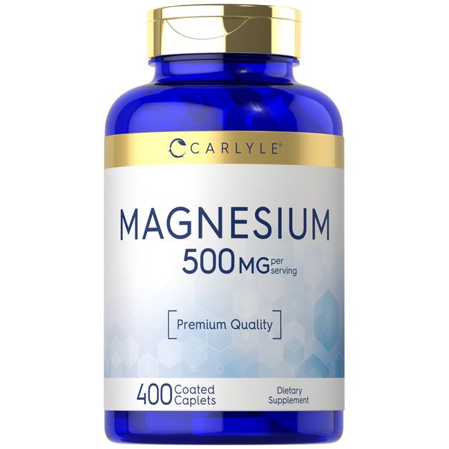 Magnesium 500mg | 400 Caplets | Vegetarian, Non-GMO, & Gluten Free | by Carlyle