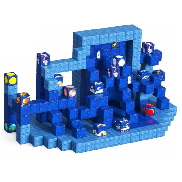 STEM Magnetic Blocks 100PCS Space Explorer Toy Set Magnetic Construction Tiles 