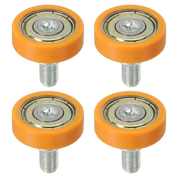 PATIKIL 4pcs 22mm Drawer Roller Plastic Drawer Pulley Replacement Wheel Bearing Small Pulley Orange