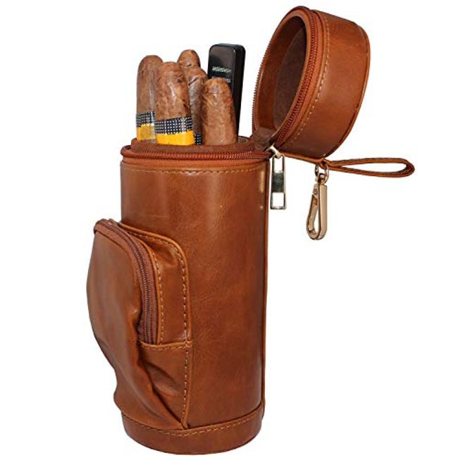 4 Cigar Cedar Wood Lined Portable Travel Case - Brown Crocodile Leathe –  Timely Buys