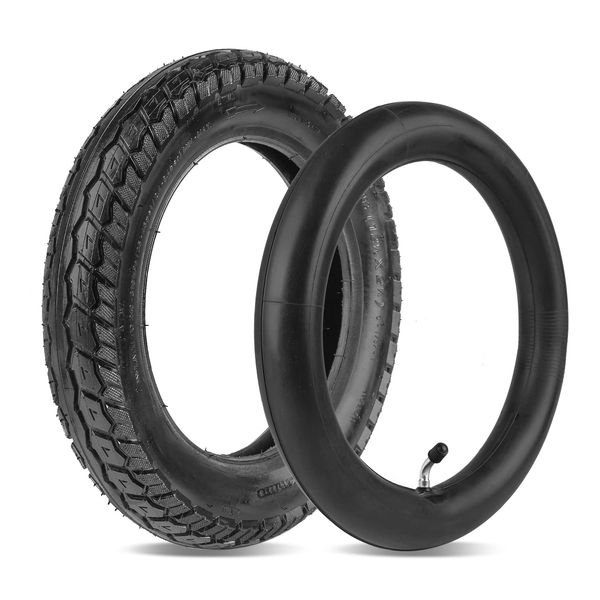 Heavy Duty 12.5x2.25 (12-1/2 x2-1/4) Tire & Inner Tube Set with Angled Valve Stem for Electric Scooters Razor Pocket Mod, Currie, Schwinn, GT, IZIP, eZip