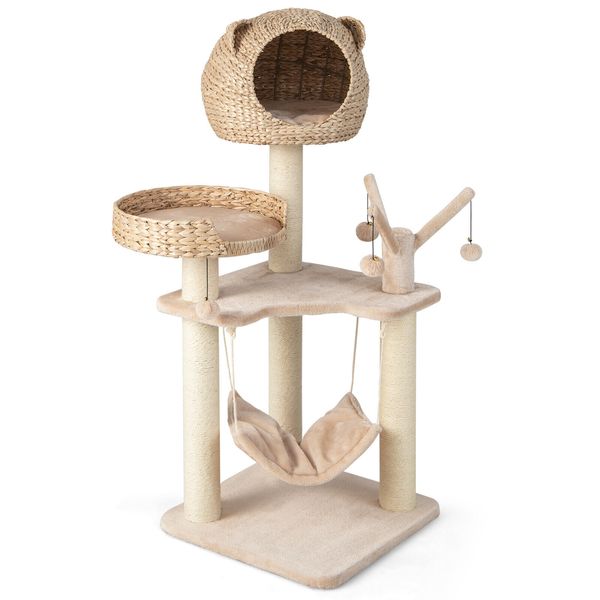 48" Multi-Level Play Activity Center Tall Cat Tree Tower w/Condo Hammock Cushion