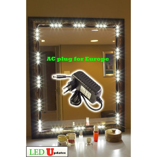 Mirror LED Light for Makeup mirror with dimmer & Europe plug power supply 10ft