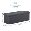 Folding Storage Ottoman Bench 43Inch Footrest Storage Chest w/Divider Dark Gray