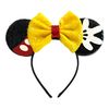 Mickey Mouse Ears Alice Headband With Big 5" Yellow Sequin Top Bow Handmade