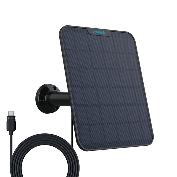 Reolink [2023 Update-Version] 6W Solarpanel für Akku Überwachungskamera Aussen, USB Schnittstelle, Solar WLAN IP Kamera Outdoor, 360° Einstellbare Halterung, Non-Stop-Solar(4m Kabel), Schwarz