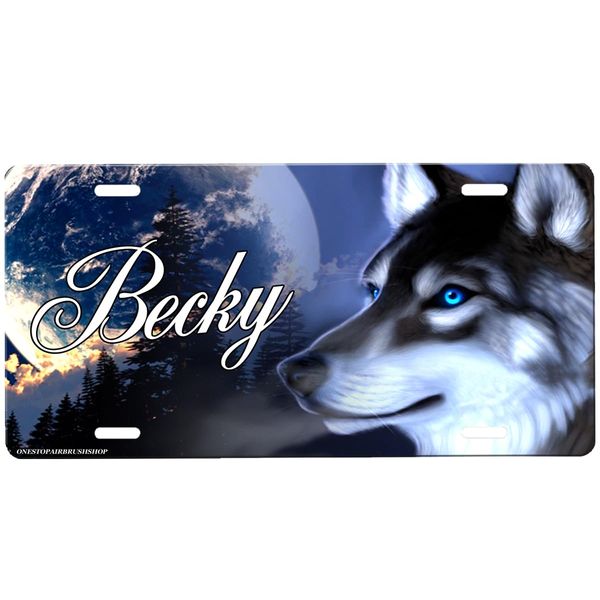 Wolf Personalized Novelty Car Tag Sign