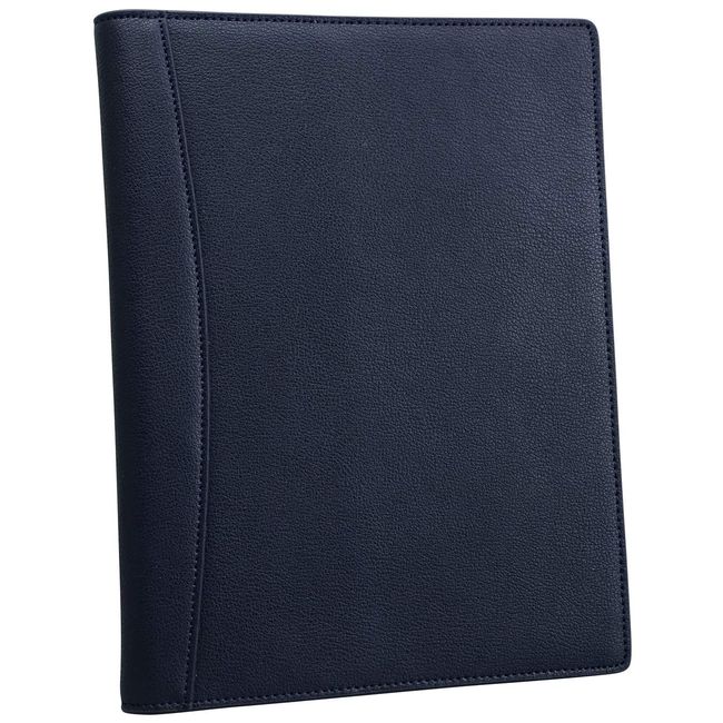 Phlox Notebook Cover, Notebook Cover, Memo Pad Cover, B5, Genuine Leather, Holds 2 Books, Includes Pen Holder (Navy)