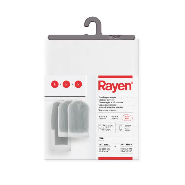 Rayen/Clothing Covers, Set of 3, PVA Clothing Cover, Translucent, Visible Clothes, Protects Clothes, Breathable