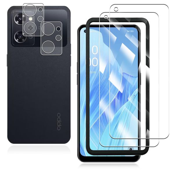 [2 Lens Protection Film + 2 Glass Film] Compatible with 2 + 2 glass films for OPPO Reno9 A (CPH2523) Camera Tempered Glass for OPPO Reno7 A (CPH2353), OPG04, A201OP Glass Film, Full Screen Protector