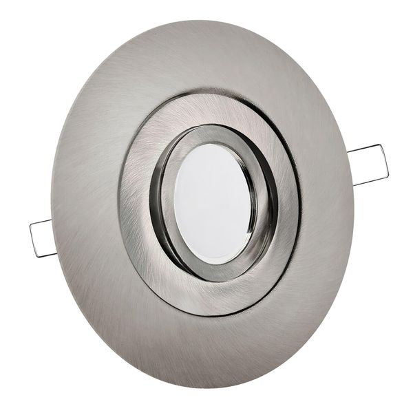 CONCEPTRUN LED Einbaustrahler mit Blende großer Einbaudurchmesser Edelstahl gebürstet | rund | schwenkbar | Lochmaß Ø 68mm - 135mm | Einbautiefe 64mm | GU10 230V Farbe 5W LED warmweiß GU10 230V