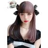 M Grande DY41A Creative Line Wig, Created by Top Stylist, 6-Piece Set, High Tone Color, Women's Wig, Bob, Semi-Long, Face Shrinking, Full Wig, (Black and Pink)