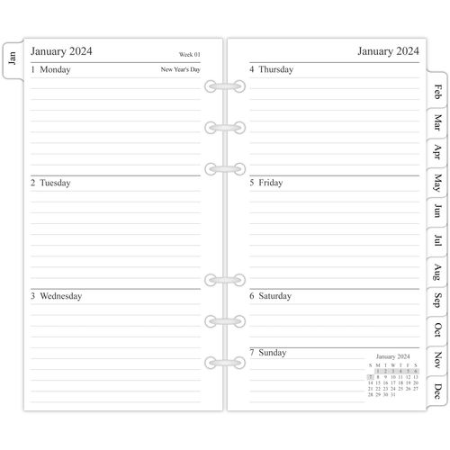 2024 Weekly & Monthly Planner Refill, 3-3/4" x 6-3/4", January 2024 - Dec 2024, Personal/Compact/Size 3