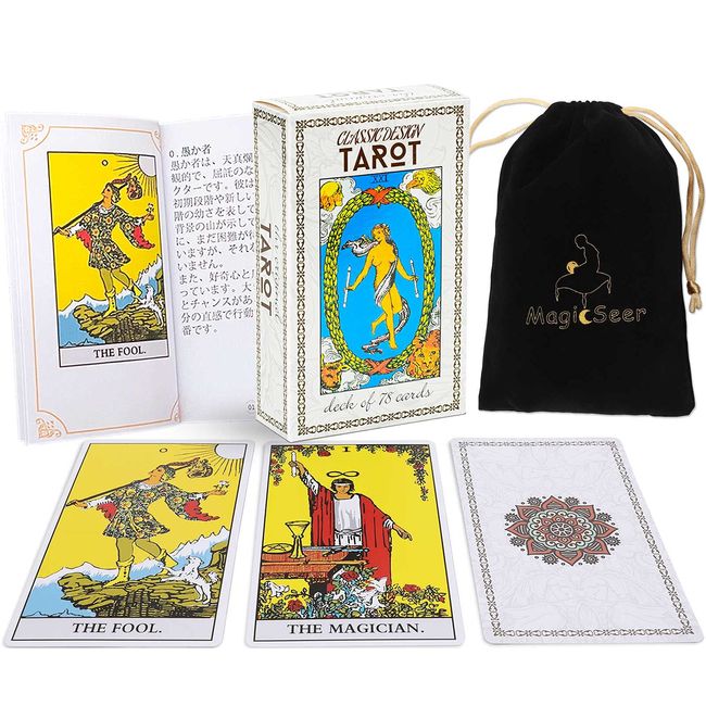 MagicSeer Classic 78 Classic Tarot Cards Tarot Divination Deck with Japanese Guidebook Velvet Bag