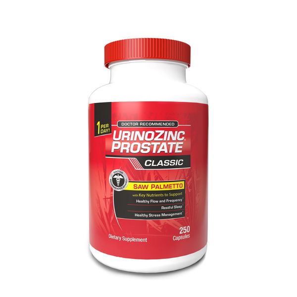 Urinozinc Classic Prostate Supplement for Men, 1 Capsule per Day, Saw Palmetto & B Vitamins (Over 8 Month Supply, 250 Count)