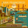 San Francisco, California, Geometric (Absorbent Ceramic Coaster, Single, Cork Back, Kitchen Table Decor)