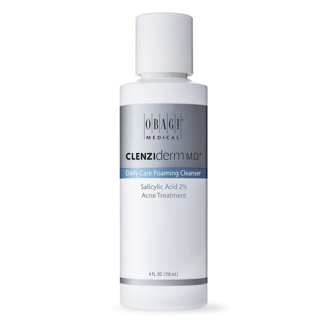 Obagi CLENZIderm M.D. Daily Care Foaming Acne Face Wash Acne Cleanser with 2% BHA Salicylic Acid and Menthol, Face and Back Acne Treatment for Oily Skin