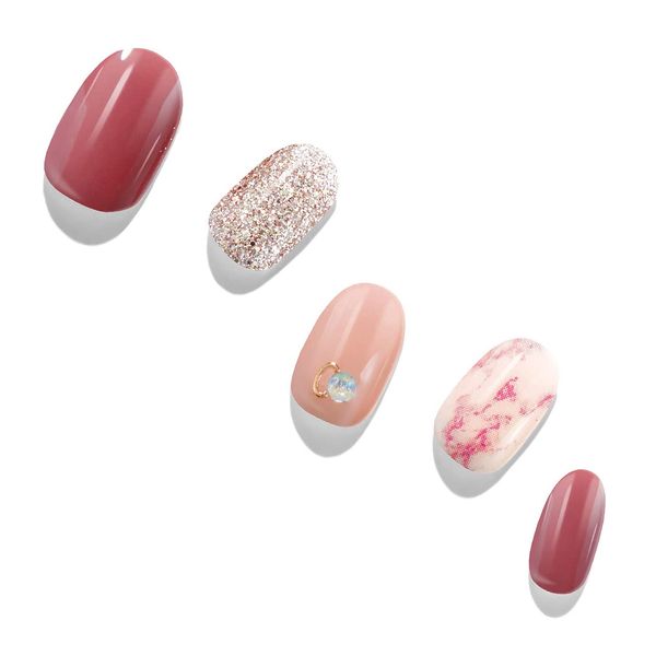 Dashing Diva GVP338JP Gel Nail Stickers, Artificial Nails, Color Gel, For Hands, Gloss, Color: Red Marble