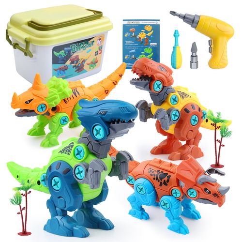 yusvwkj Dinosaur Toys for Boys Take Apart Dinosaur Toys for Kids with Electric Drill& Storage Box DIY Construction Build Interactive Toy STEM Gifts for Boys Age 3 4 5 6 7 Year Old and Up