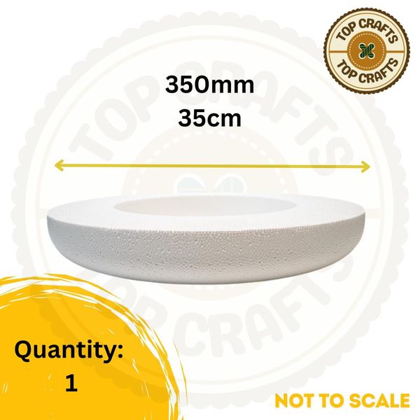 Polystyrene Flat 350mm (35cm) - Pack of 1 - Half Wreath Festive Ring Wreath Garland for DIY Arts & Craft Projects for Christmas, Weddings, Halloween, Decoration, Home Decor and Floral Arrangements