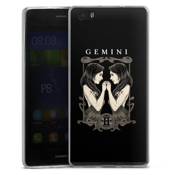DeinDesign Slim Case extra dünn kompatibel mit Huawei P8 lite (2015-2016) Silikon Handyhülle transparent Hülle Gemini Sternzeichen Zwillinge