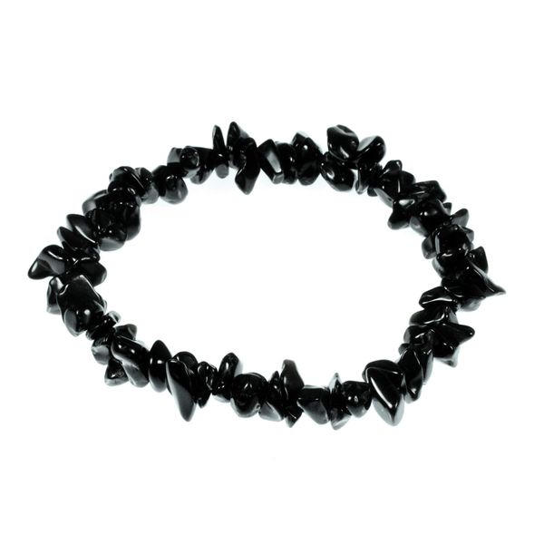 CrystalAge Black Tourmaline Gemstone Chip Bracelet