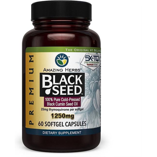 Amazing Herbs Black Seed 1250 mg 60 Softgel Capsules