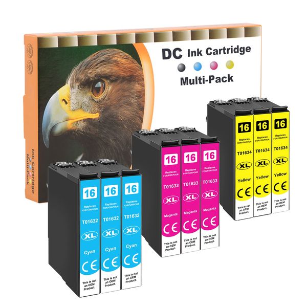 D&C Compatible Ink Cartridge Replacement for Epson 16 16XL for Epson WorkForce WF-2700 WF-2750 WF-2760 DWF WF-2010 WF-2500 WF-2510 WF-2520 WF-2530WF WF-2540W WF-2540 WF-2650 WF-2630 (9-Pack)