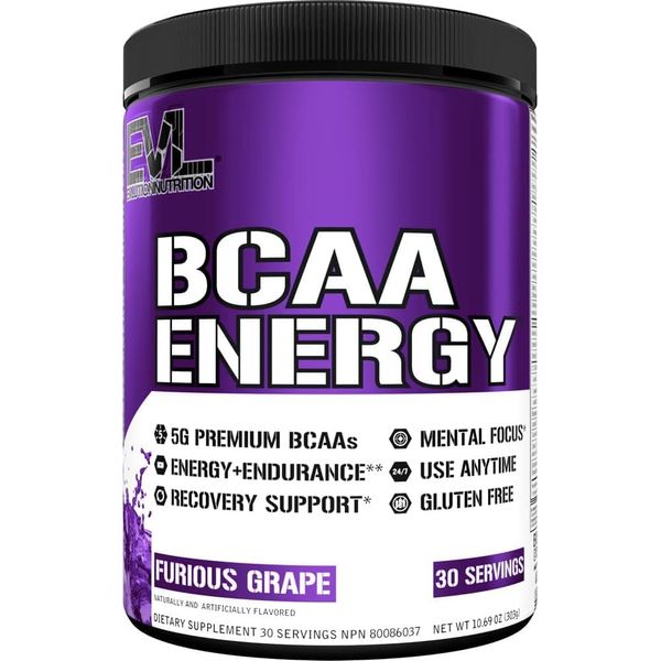 BCAAs Amino Acids Powder - BCAA Energy Pre Workout Powder for Muscle Recovery Lean Growth and Endurance - Rehydrating BCAA Powder Post Workout Recovery Drink with Natural Caffeine (Furious Grape)