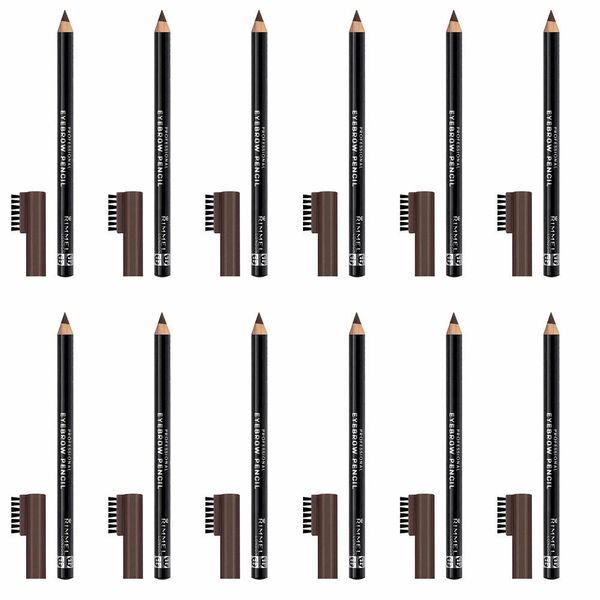 Pack of (12) New Rimmel Professional Eyebrow Pencil Dark Brown 0.05 Ounces