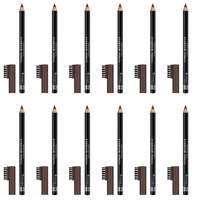 Pack of (12) New Rimmel Professional Eyebrow Pencil Dark Brown 0.05 Ounces