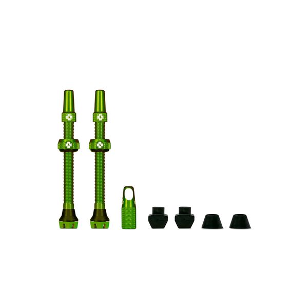 Muc-Off Tubeless Valves V2, Green 44mm - Tubeless Valve Stems with Valve Core Removal Tool for Tubeless Tires - Includes Presta Valve Stem Caps