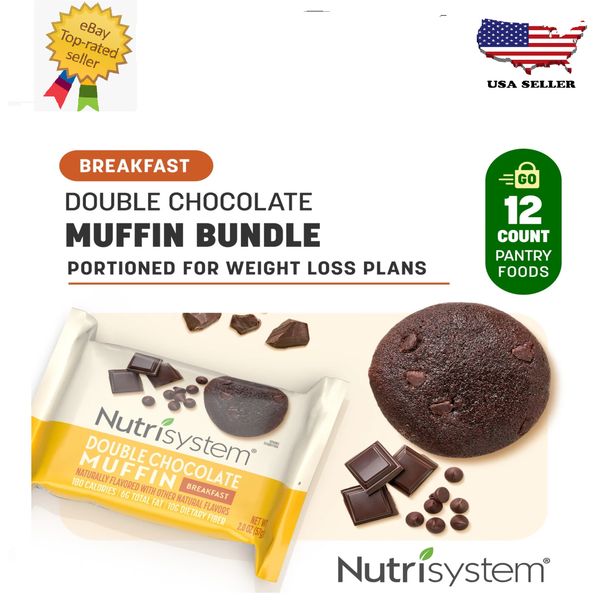 Nutrisystem Double Chocolate Breakfast Muffins, 7g Protein, 12 Pack (Regular She