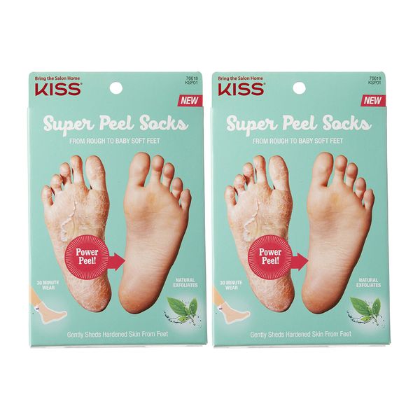 Kiss Super Peel Socks- Naturally Exfoliates (2 PACK)