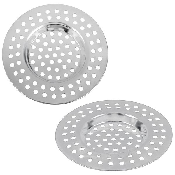 WLLHYF 2pcs Sink Strainer Stainless Steel Shower Drain Covers Filter Sink Sieve Sink Hole Strainer Bath Drain Protector Hair Catcher Stopper Strainer Plug Trap Filter for Bathroom Kitchen (2pcs)