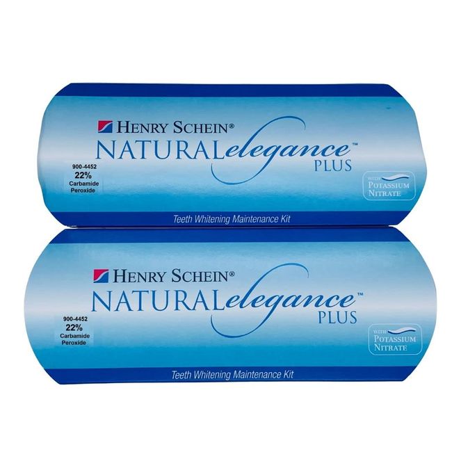 Natural Elegance® Plus 22% Carbamide Peroxide Mint Flavor Teeth Whitening Gel by Henry Schein, Two 3-ml Syringes, 2 Pack, Compare to Opalescence, Dramatic Professional Whitening, Reduced Sensitivity