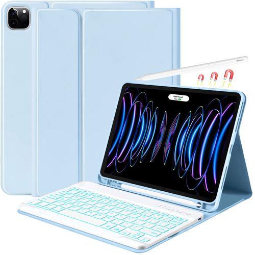 besky Keyboard Case for iPad Air 11 Inch Case with Keyboard M3/M2 (2025/2024) & Air Series (6th/5th/4th Gen), for iPad Pro 11 (4th/3rd Gen)，with Wireless Detachable Backlit Keyboard - Pencil Holder