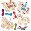 Baker Ross AT317 Unicorn Wooden Cross Stitch Decoration Kits, Arts and Crafts for Kids (Pack of 5)