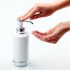 InterDesign York Ceramic Soap & Lotion Dispenser Pump, for Kitchen or Bathroom Countertops - White/Chrome