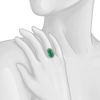 Esse Marcasite Sterling Silver Oval Green Chalcedony Statement Ring - Size L