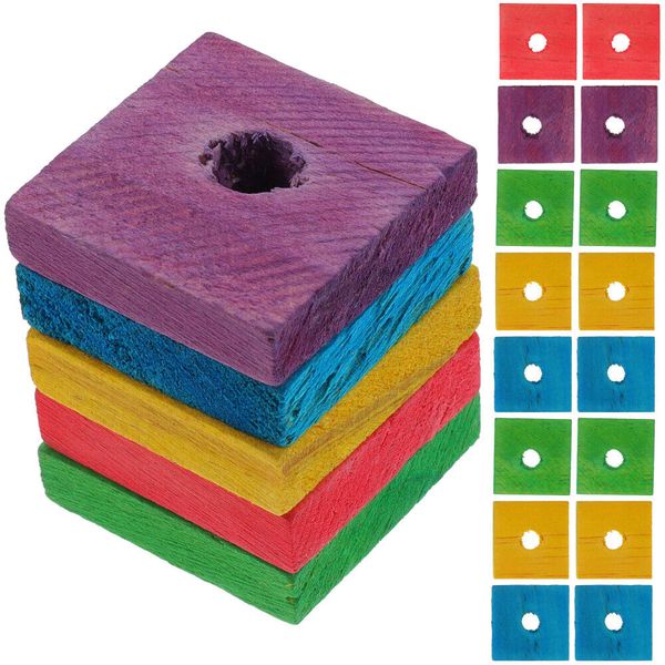 Pet Toy Wooden Color Cubes Bird Stacking Toy Pet Chewing Toy Bird Cage Accessory