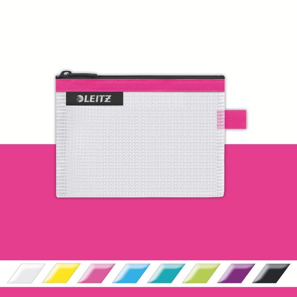 Leitz Wow Travel Pouch, Water Resistant, Translucent, Ideal for Visible Storage and Organisation, Small (A6) - Pink