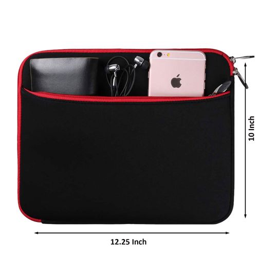 SUMAC Carrying Sleeve for 11 to 12 Inch Size Gadgets Like Tablet,Notebook,Laptop,Lightweight and Water Resistant Neoprene Sleeve,Durable and Slim (Black/Red)