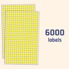 6000 Pack - 8mm Coloured Dot Stickers Sticky Labels - Yellow