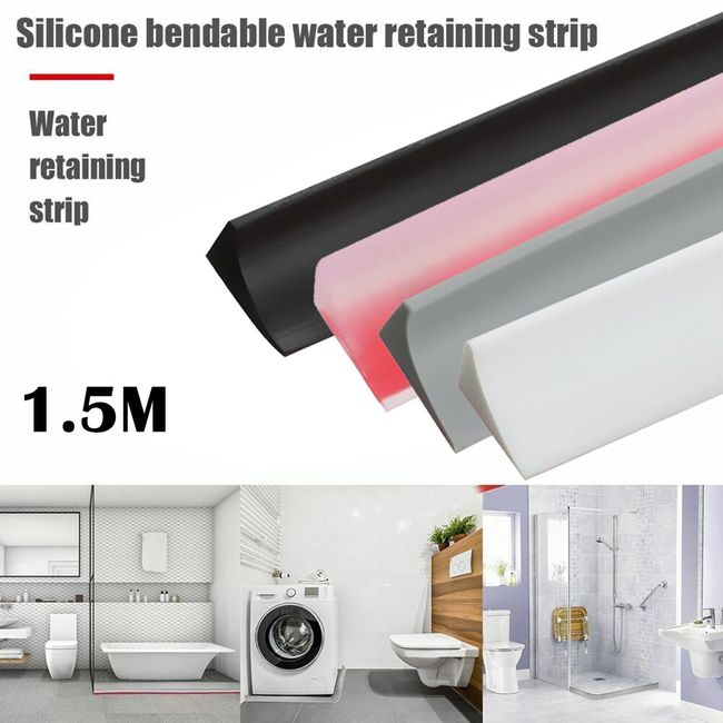 1-3M Bathroom Water Stopper Silicone Retaining Strip Water Shower Dam Flood  Barrier Dry And Wet Separation Blocker