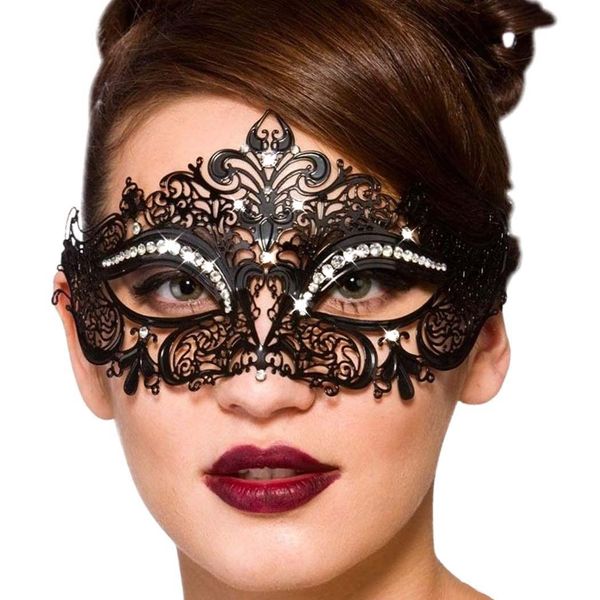 Campsis Women's Masquerade Mask Black Mardi Gras Masks Rhinestone Venetian Mask Halloween Ball Party Nightclub Masks for Women and Girls