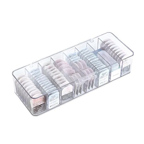 aninako Contact Lens Storage Case, Colored Contact Lens Case with Lid, 8 Compartments, Dividers, Large Capacity, Dustproof, Robust and Durable, Clear Acrylic, Clear, Cosmetic Case for Colored Contact Lenses and One-Day Lenses, Small Item Case (Transparent