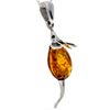 Genuine Cognac Baltic Amber & Sterling Silver Mouse Pendant without Chain - 568C