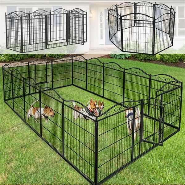 Sturdy In/Outdoor Dog Playpen Large Cage Pet Exercise Metal Fence Kennel w/ Gate